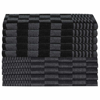 vidaXL 20 Piece Towel Set Black and Grey Cotton - Multicolour - 50 x 70 cm