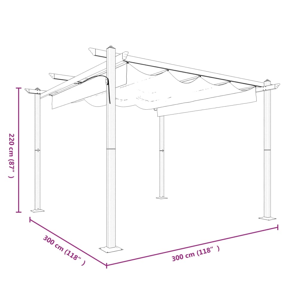 vidaXL Garden Gazebo | Cream | Powder-coated steel | 3x3 meters - 3 x 3 x 2.2 m