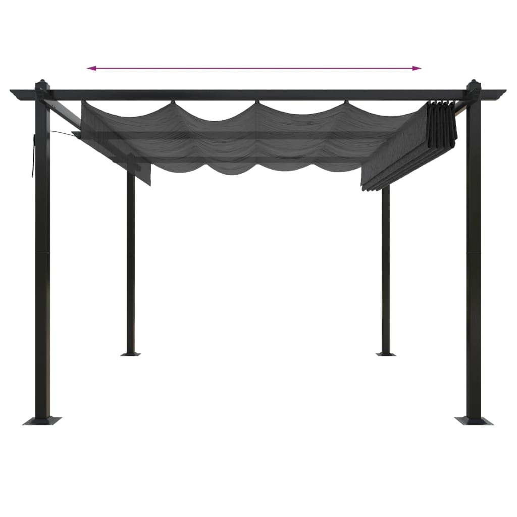 vidaXL Garden Gazebo | Anthracite | Powder-coated steel | 3x3 m | Retractable - 3 x 3 x 2.2 m