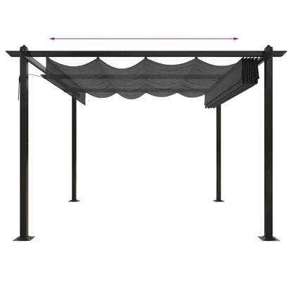 vidaXL Garden Gazebo | Anthracite | Powder-coated steel | 3x3 m | Retractable - 3 x 3 x 2.2 m