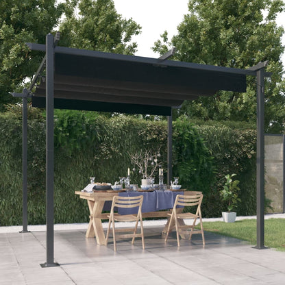 vidaXL Garden Gazebo | Anthracite | Powder-coated steel | 3x3 m | Retractable - 3 x 3 x 2.2 m
