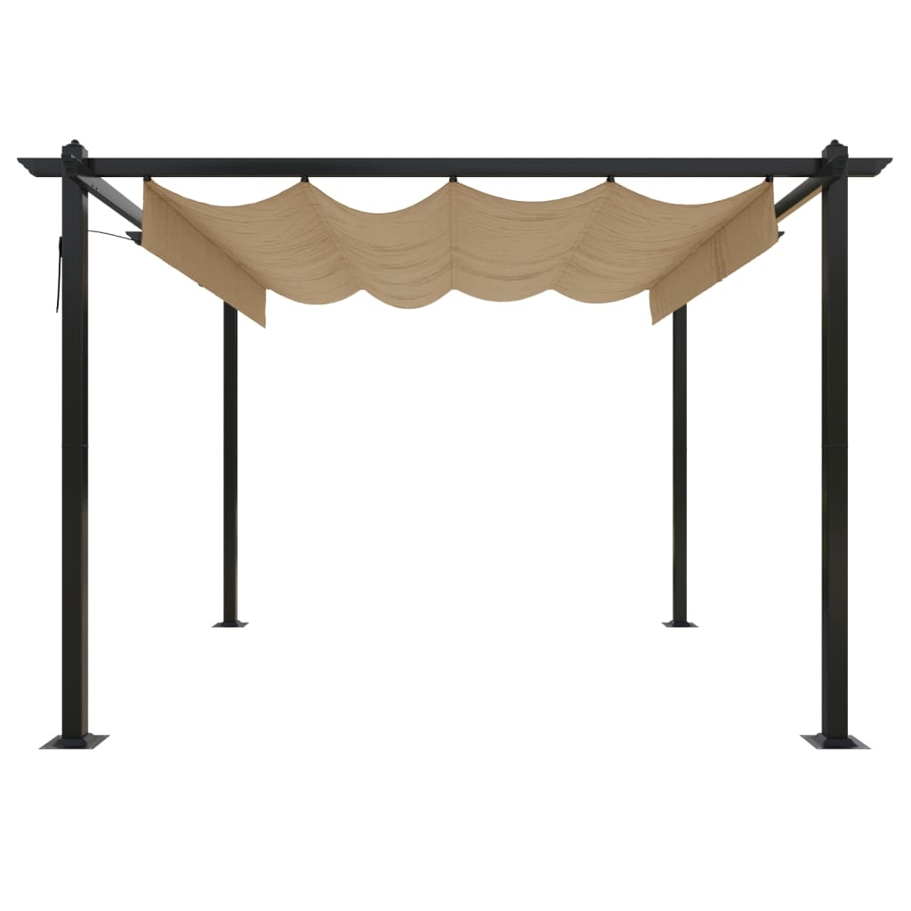 vidaXL Garden Gazebo | Taupe | Powder-coated steel | 3x3 metres | Retractable - 3 x 3 x 2.2 m