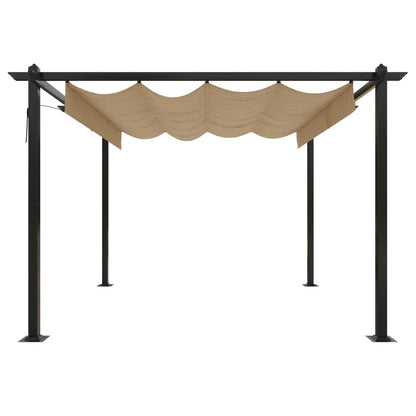 vidaXL Garden Gazebo | Taupe | Powder-coated steel | 3x3 metres | Retractable - 3 x 3 x 2.2 m