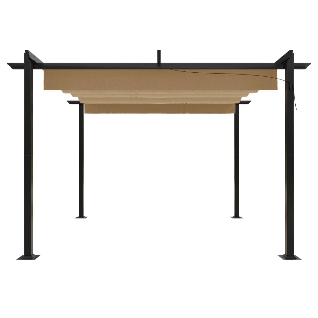 vidaXL Garden Gazebo | Taupe | Powder-coated steel | 3x3 metres | Retractable - 3 x 3 x 2.2 m