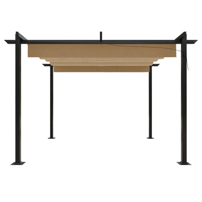 vidaXL Garden Gazebo | Taupe | Powder-coated steel | 3x3 metres | Retractable - 3 x 3 x 2.2 m