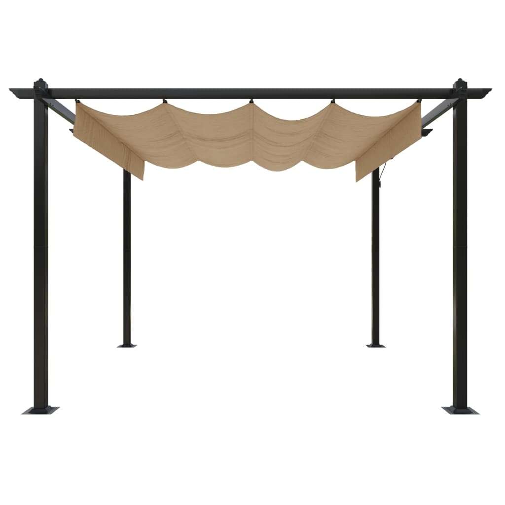 vidaXL Garden Gazebo | Taupe | Powder-coated steel | 3x3 metres | Retractable - 3 x 3 x 2.2 m