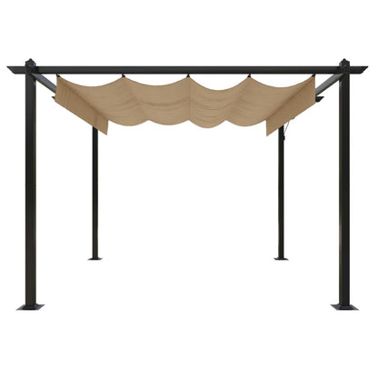 vidaXL Garden Gazebo | Taupe | Powder-coated steel | 3x3 metres | Retractable - 3 x 3 x 2.2 m