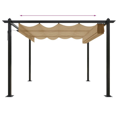 vidaXL Garden Gazebo | Taupe | Powder-coated steel | 3x3 metres | Retractable - 3 x 3 x 2.2 m