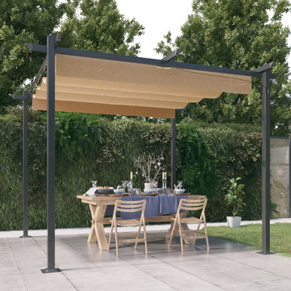 vidaXL Garden Gazebo | Taupe | Powder-coated steel | 3x3 metres | Retractable - 3 x 3 x 2.2 m