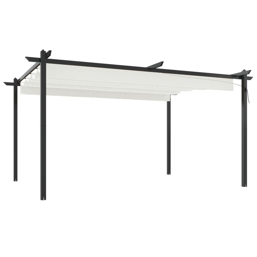 vidaXL Garden Gazebo with Retractable Roof 4x3 m Cream - 4 x 3 x 2.2 m