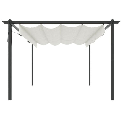 vidaXL Garden Gazebo with Retractable Roof 4x3 m Cream - 4 x 3 x 2.2 m