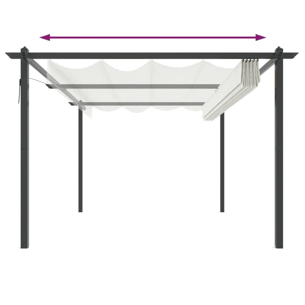vidaXL Garden Gazebo with Retractable Roof 4x3 m Cream - 4 x 3 x 2.2 m