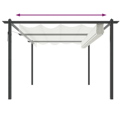 vidaXL Garden Gazebo with Retractable Roof 4x3 m Cream - 4 x 3 x 2.2 m