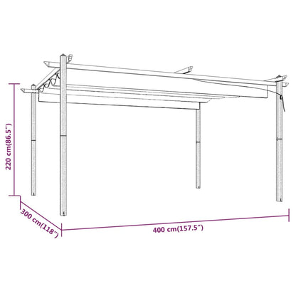 vidaXL Garden Gazebo with Retractable Roof 4x3 m Cream - 4 x 3 x 2.2 m
