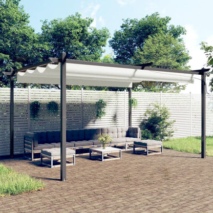 vidaXL Garden Gazebo with Retractable Roof 4x3 m Cream - 4 x 3 x 2.2 m