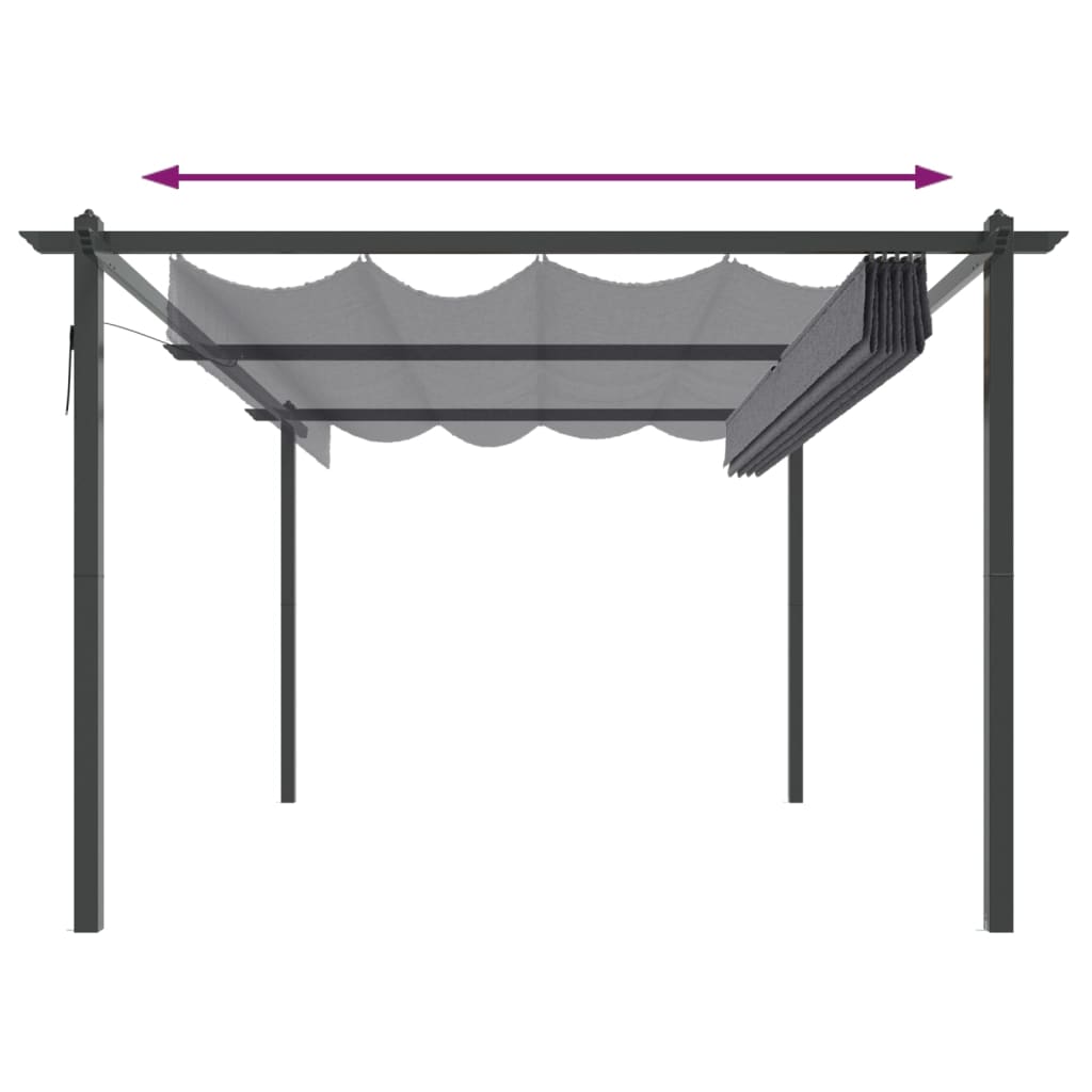 vidaXL Garden Gazebo with Retractable Roof 4x3 m Anthracite - 4 x 3 x 2.2 m