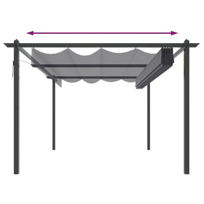 vidaXL Garden Gazebo with Retractable Roof 4x3 m Anthracite - 4 x 3 x 2.2 m