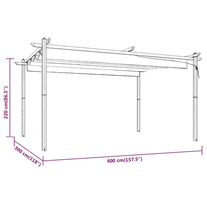 vidaXL Garden Gazebo with Retractable Roof 4x3 m Anthracite - 4 x 3 x 2.2 m
