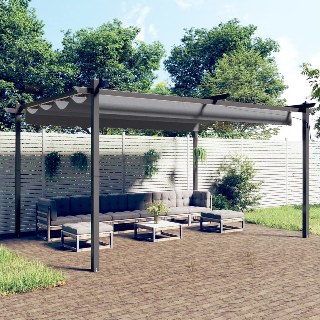 vidaXL Garden Gazebo with Retractable Roof 4x3 m Anthracite - 4 x 3 x 2.2 m
