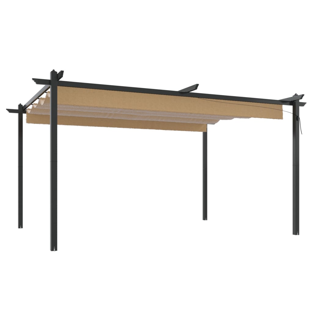 vidaXL Garden Gazebo with Retractable Roof 4x3 m Taupe - 4 x 3 x 2.2 m