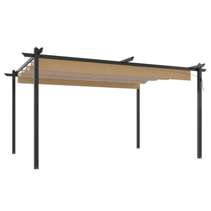 vidaXL Garden Gazebo with Retractable Roof 4x3 m Taupe - 4 x 3 x 2.2 m