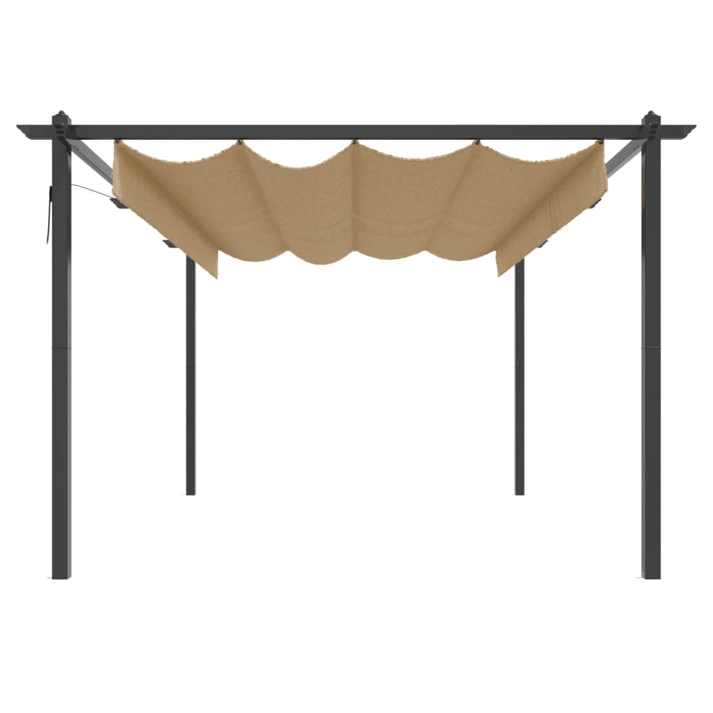 vidaXL Garden Gazebo with Retractable Roof 4x3 m Taupe - 4 x 3 x 2.2 m