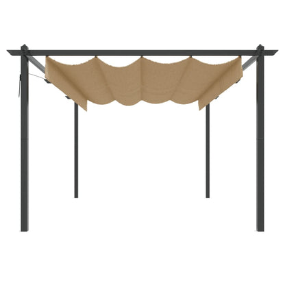 vidaXL Garden Gazebo with Retractable Roof 4x3 m Taupe - 4 x 3 x 2.2 m