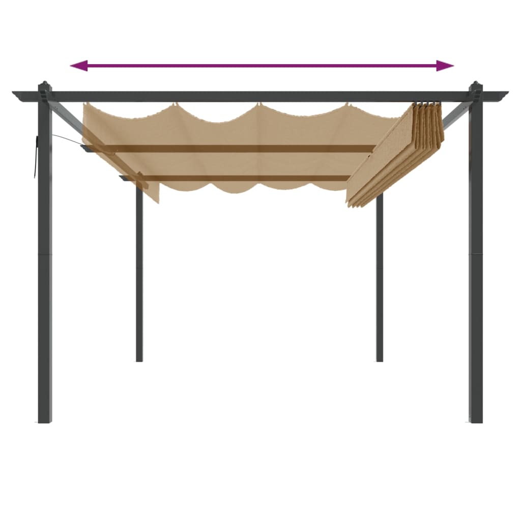 vidaXL Garden Gazebo with Retractable Roof 4x3 m Taupe - 4 x 3 x 2.2 m