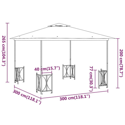 vidaXL Gazebo with Sidewalls&Double Roofs 3x3 m Anthracite