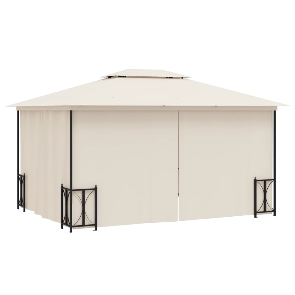 vidaXL Gazebo with Sidewalls&Double Roofs 3x4 m Cream