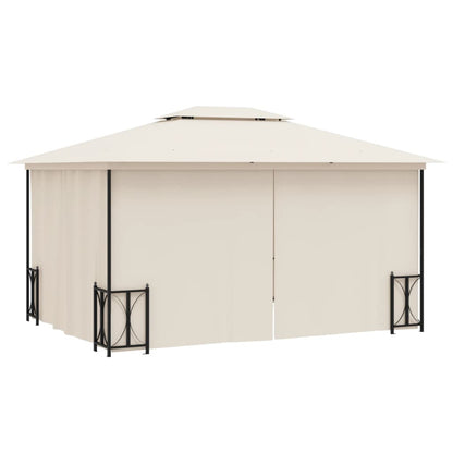 vidaXL Gazebo with Sidewalls&Double Roofs 3x4 m Cream