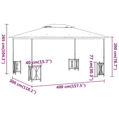 vidaXL Gazebo with Sidewalls&Double Roofs 3x4 m Cream