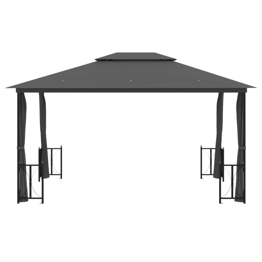 vidaXL Gazebo with Sidewalls&Double Roofs 3x4 m Anthracite