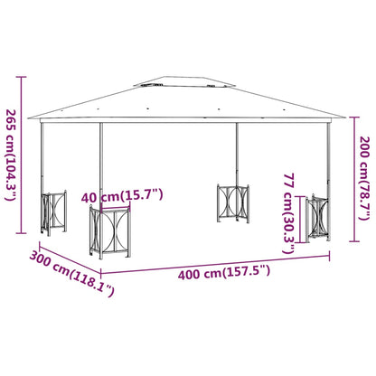 vidaXL Gazebo with Sidewalls&Double Roofs 3x4 m Anthracite