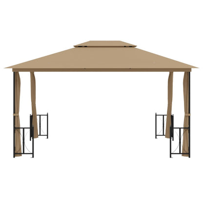 vidaXL Gazebo with Sidewalls&Double Roofs 3x4 m Taupe