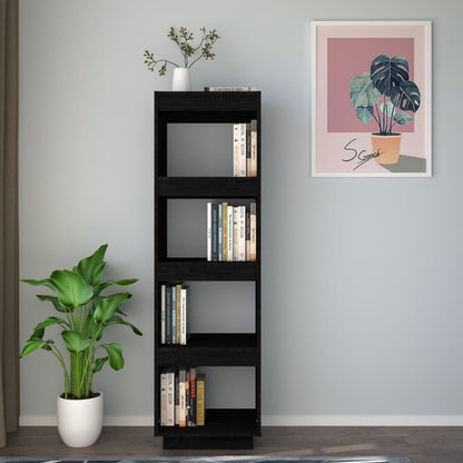 vidaXL Book Cabinet/Room Divider Black 40x35x135 cm Solid Pinewood