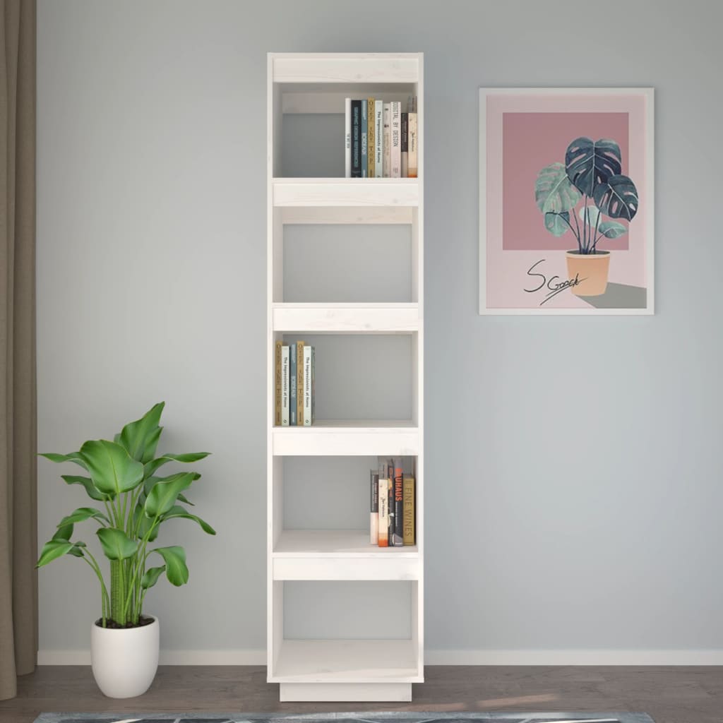 vidaXL Book Cabinet/Room Divider White 40x35x167 cm Solid Wood Pine