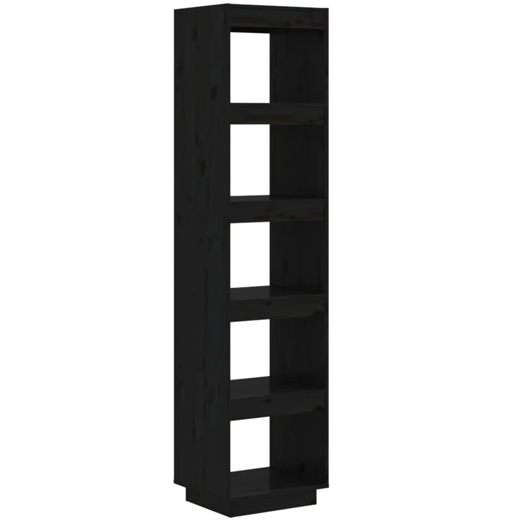 vidaXL Book Cabinet/Room Divider Black 40x35x167 cm Solid Wood Pine