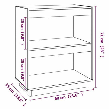 vidaXL Book Cabinet Grey 60x35x71 cm Solid Wood Pine