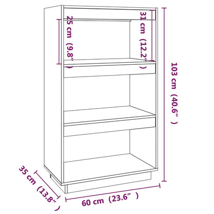 vidaXL Book Cabinet/Room Divider White 60x35x103 cm Solid Wood Pine