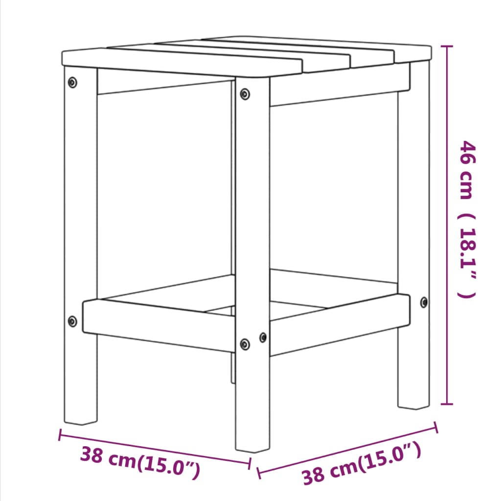 vidaXL Garden Adirondack Table White 38x38x46 cm HDPE