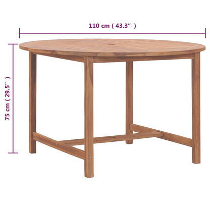 vidaXL Garden Dining Table Ø110x75 cm Solid Wood Teak - Brown