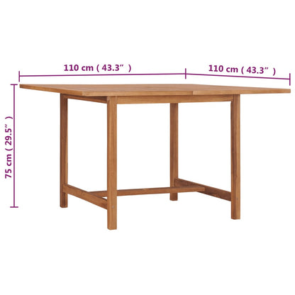 vidaXL Garden Dining Table 110x110x75 cm Solid Wood Teak - Brown