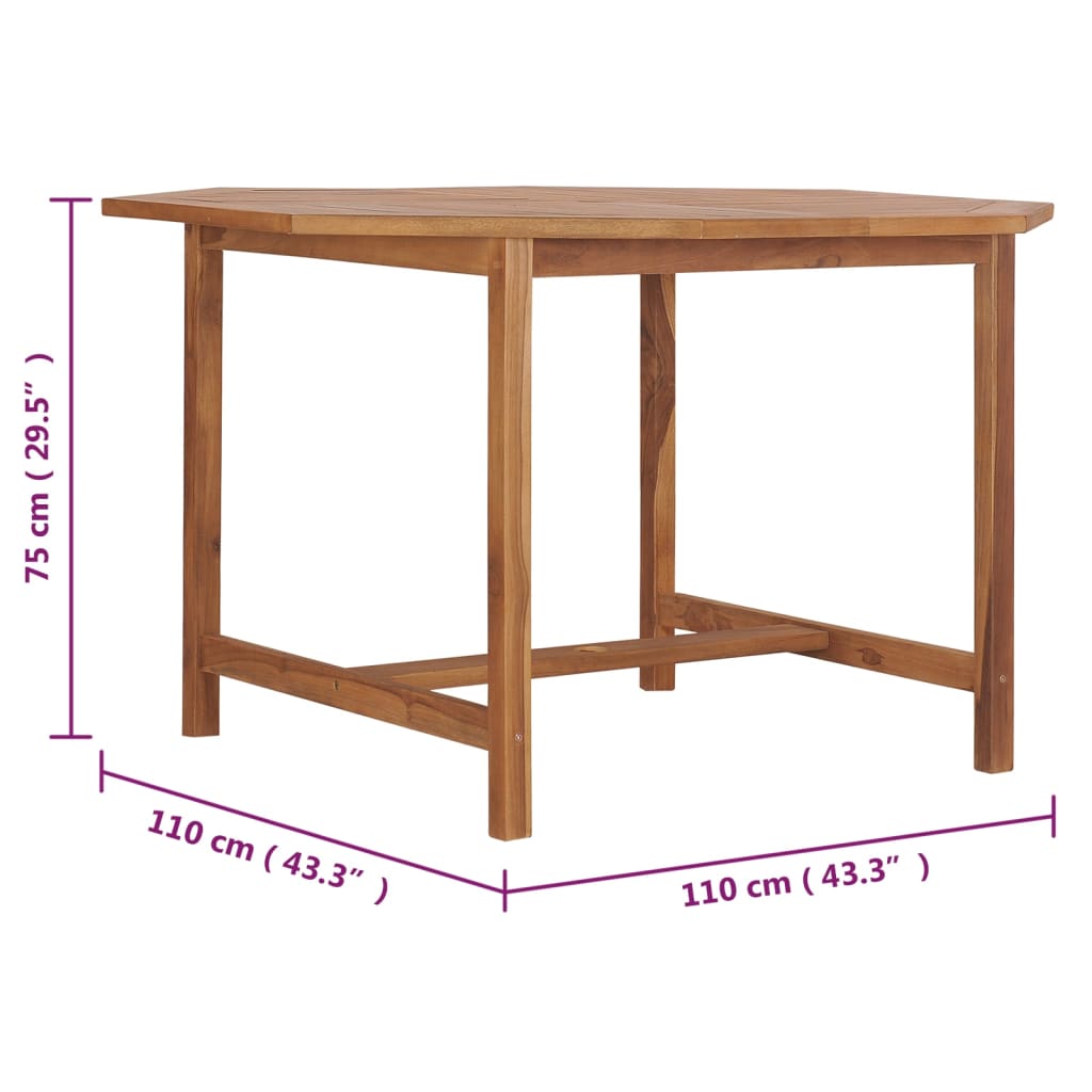 vidaXL Garden Dining Table 110x110x75 cm Solid Wood Teak - Brown - 24244