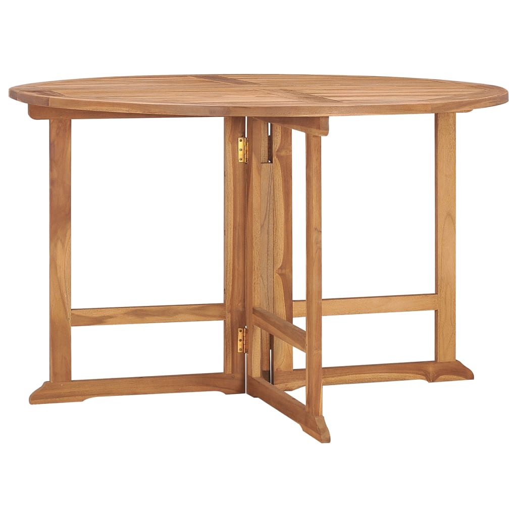 vidaXL Folding Garden Dining Table Ø110x75 cm Solid Wood Teak - Brown