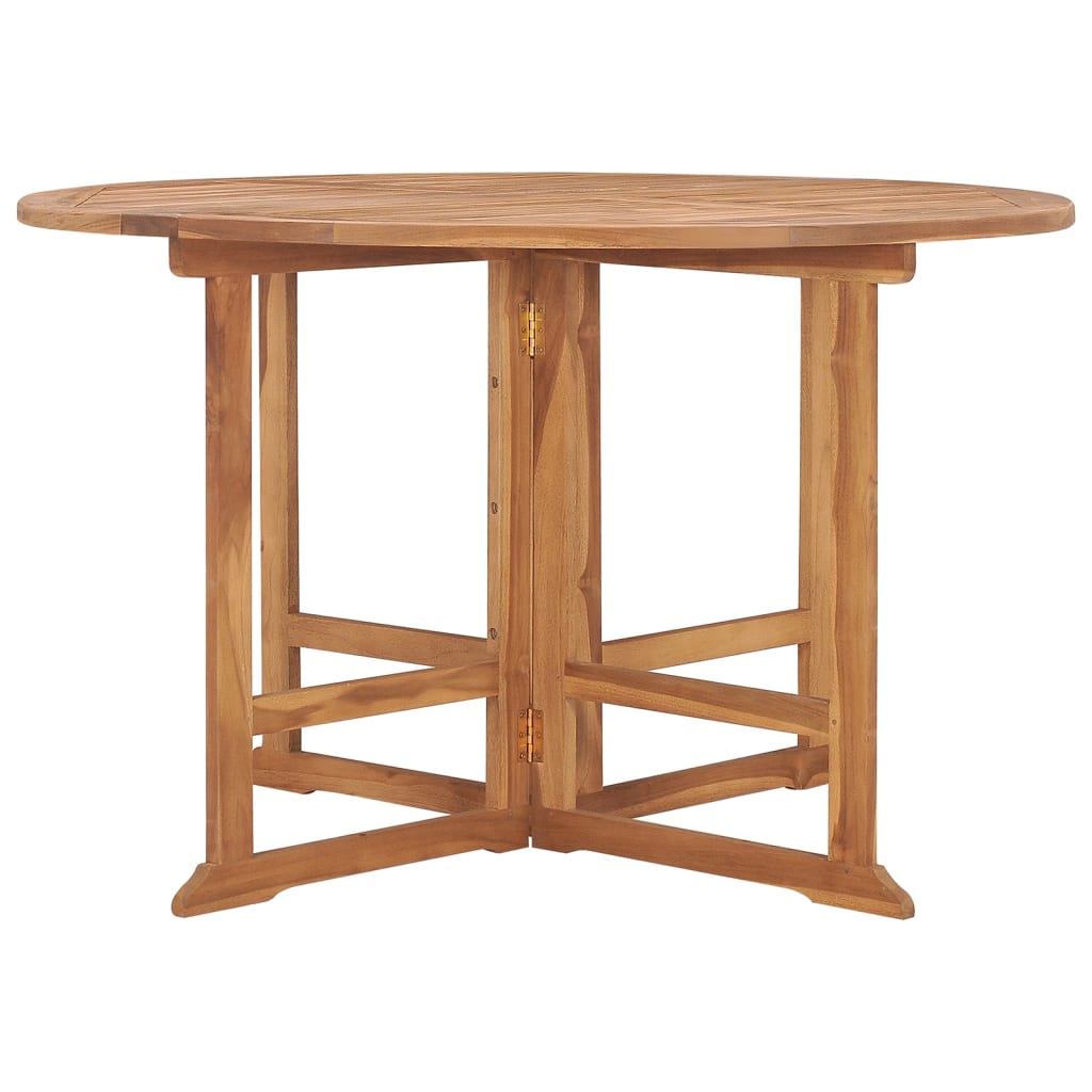 vidaXL Folding Garden Dining Table Ø110x75 cm Solid Wood Teak - Brown