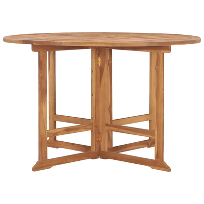 vidaXL Folding Garden Dining Table Ø110x75 cm Solid Wood Teak - Brown