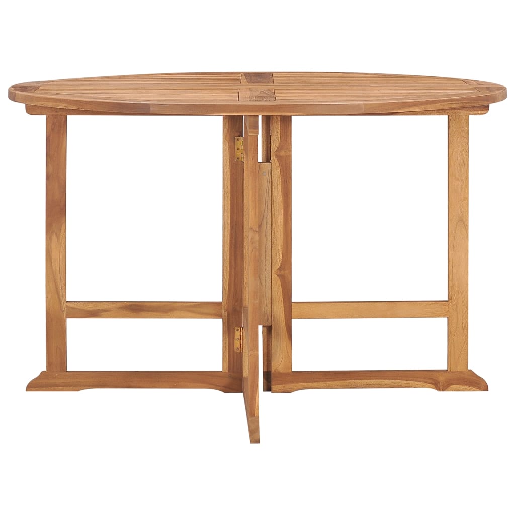 vidaXL Folding Garden Dining Table Ø110x75 cm Solid Wood Teak - Brown