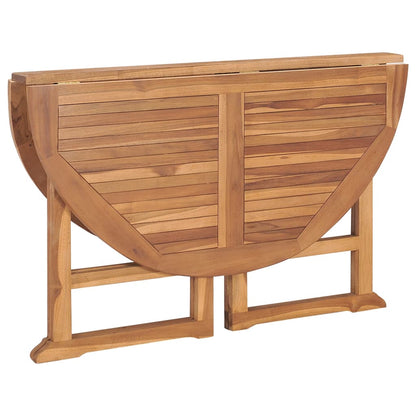 vidaXL Folding Garden Dining Table Ø110x75 cm Solid Wood Teak - Brown