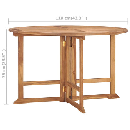 vidaXL Folding Garden Dining Table Ø110x75 cm Solid Wood Teak - Brown